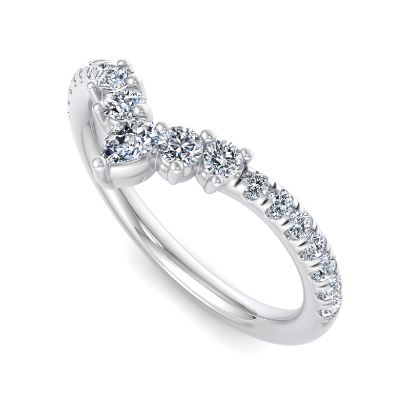 Platinum Crescent With Pear (1/3ctw)