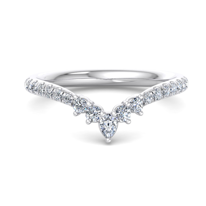 White Gold Crescent With Pear (1/3ctw)