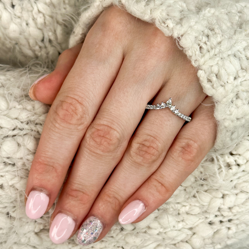 Platinum Crescent With Pear (1/3ctw)