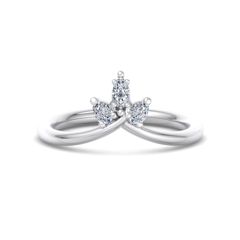 Platinum Petite Crown Pear & Marquise (1/5ctw)