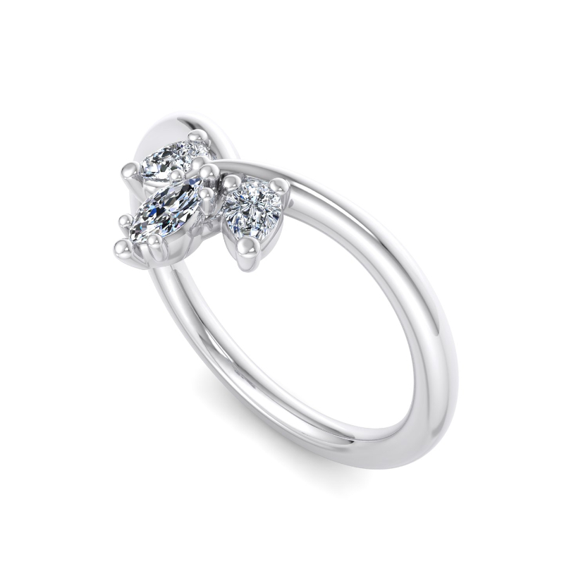 Platinum Petite Crown Pear & Marquise (1/5ctw)