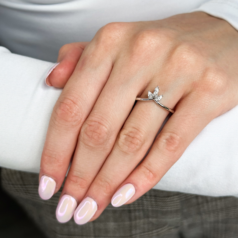 Platinum Petite Crown Pear & Marquise (1/5ctw)