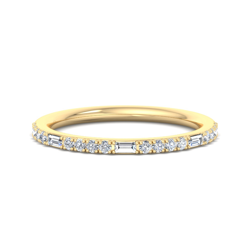 Yellow Gold Roma Baguette & Round Ring (1/4ctw)