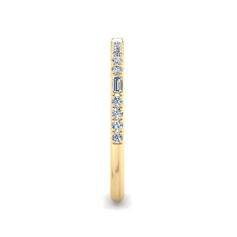 Yellow Gold Roma Baguette & Round Ring (1/4ctw)