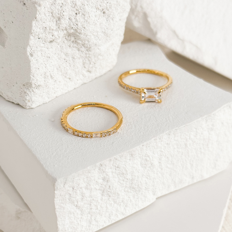 Yellow Gold Roma Baguette & Round Ring (1/4ctw)