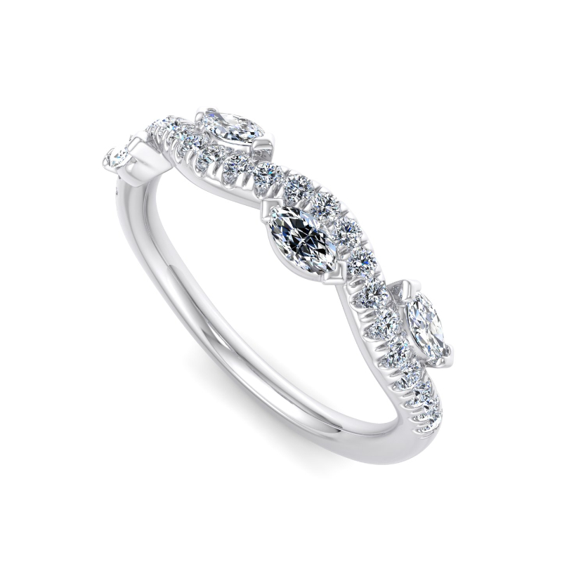 Platinum Twisting Vine & Rounds Ring (1/2ctw)