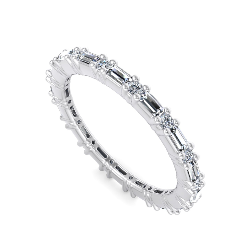 Platinum Petite Baguette & Round Eternity (5/8ctw)