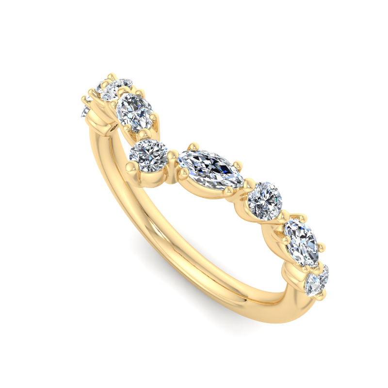 Yellow Gold Sienna Contoured Five Prong (1/2ctw)