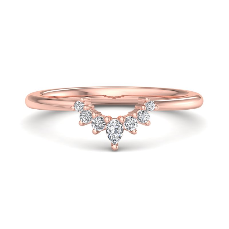 Rose Gold Cambrie Pear & Round Lab Grown Diamond Band (1/8ctw)