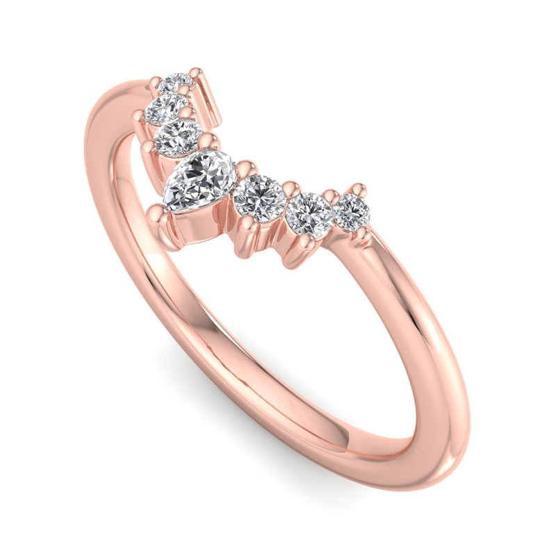 Rose Gold Cambrie Pear & Round Lab Grown Diamond Band (1/8ctw)