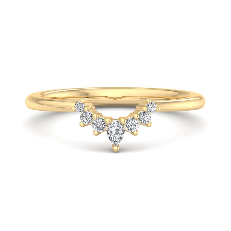 Yellow Gold Cambrie Pear & Round Lab Grown Diamond Band (1/8ctw)