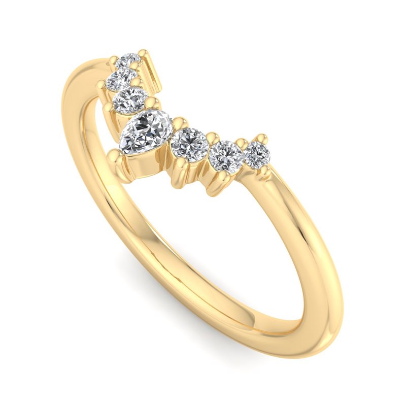 Yellow Gold Cambrie Pear & Round Lab Grown Diamond Band (1/8ctw)