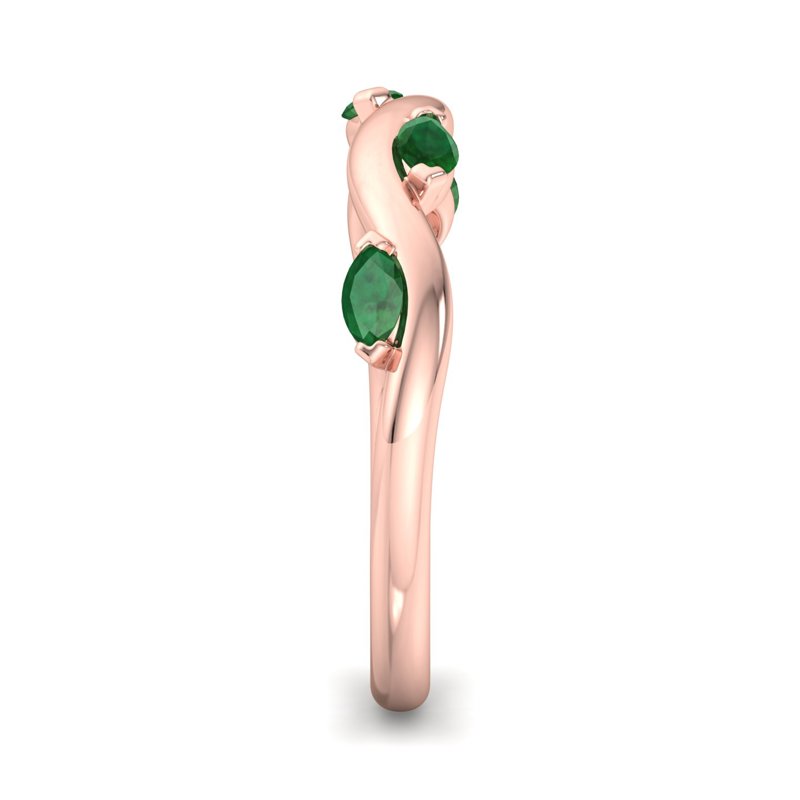 Rose Gold Comfort Fit Twisting Vine Emerald Band With Lab Created Emeralds