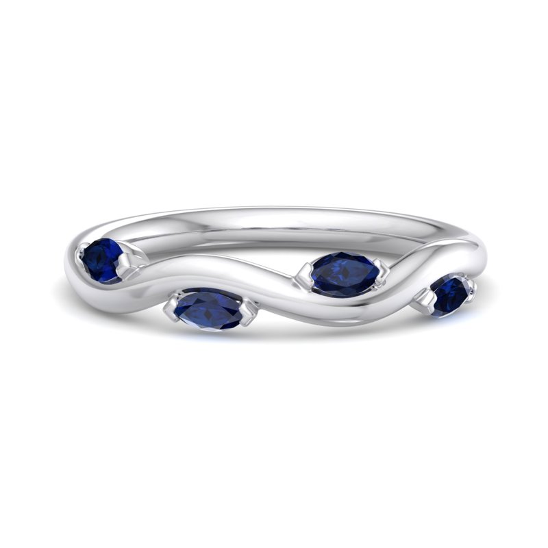 White Gold Comfort Fit Twisting Vine Sapphire Band With Lab Created Blue Sapphires