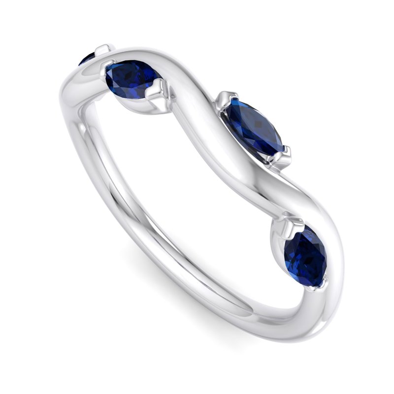 White Gold Comfort Fit Twisting Vine Sapphire Band With Lab Created Blue Sapphires