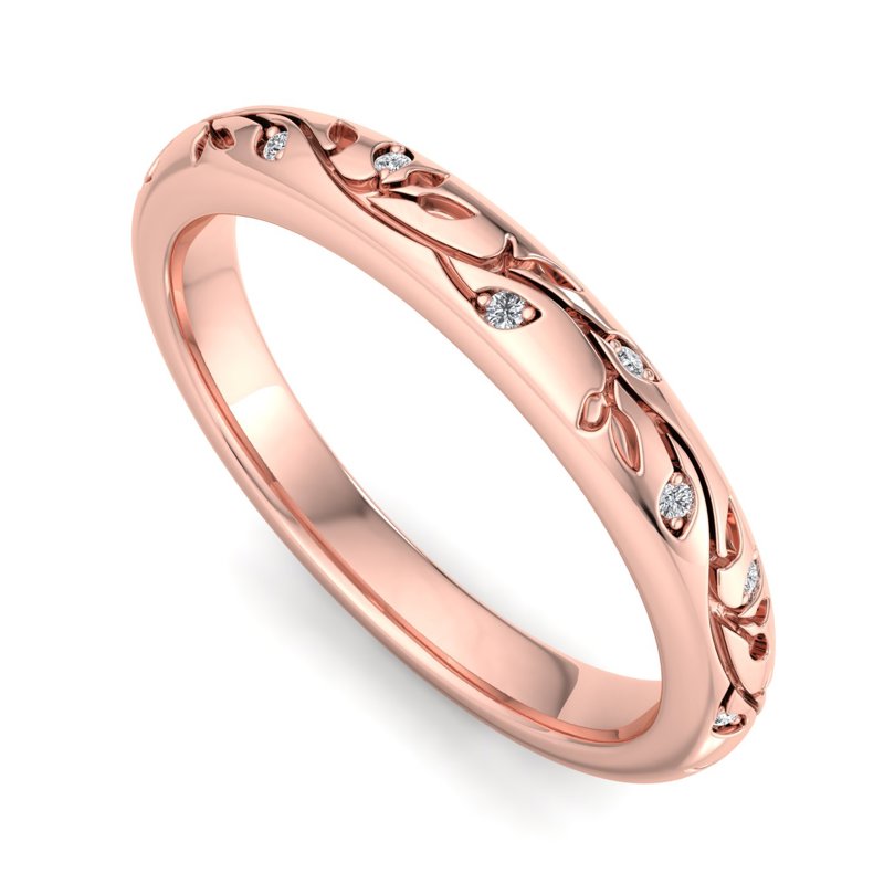 Rose Gold Petal Lab Grown Diamond Band