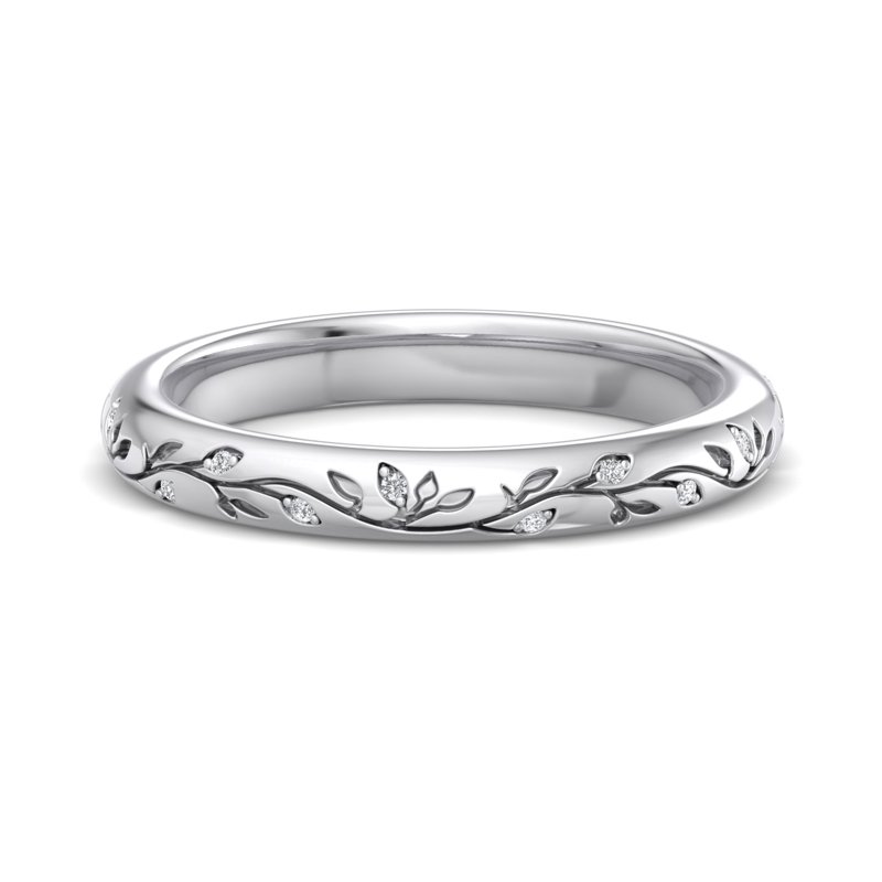 White Gold Petal Lab Grown Diamond Band