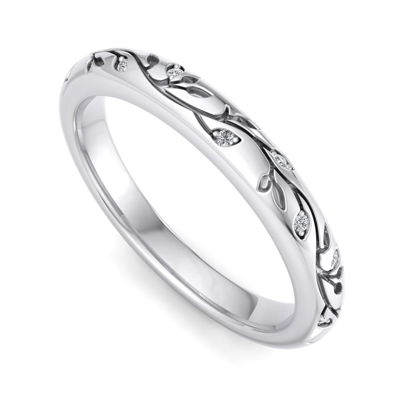 White Gold Petal Lab Grown Diamond Band