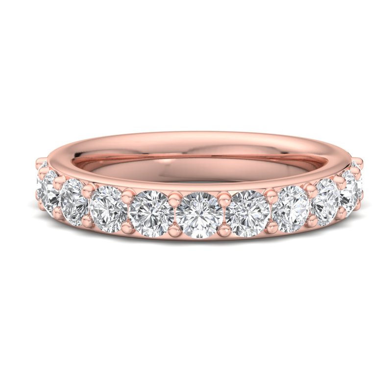 Rose Gold Comfort Fit Shared Surface Shared Prong Lab Grown Diamond Band (1 1/2ctw)
