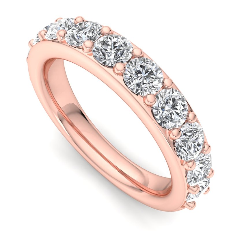 Rose Gold Comfort Fit Shared Surface Shared Prong Lab Grown Diamond Band (1 1/2ctw)