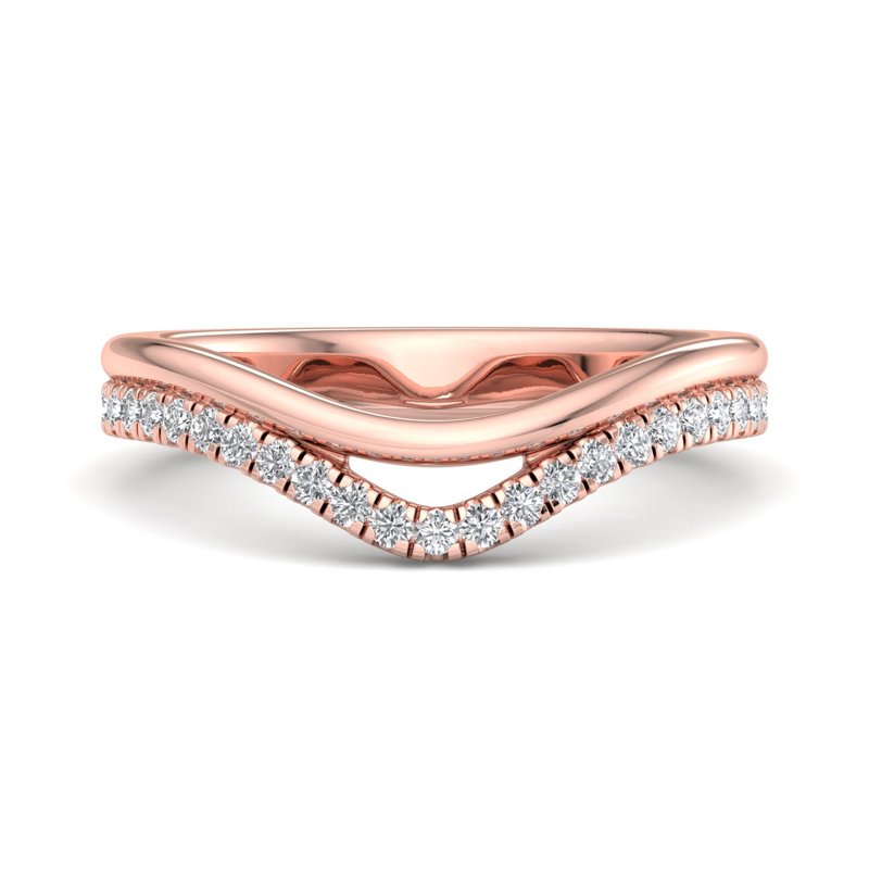 Rose Gold Contoured Plain & Lab Grown Diamond Comfort Fit Band (1/6ctw)