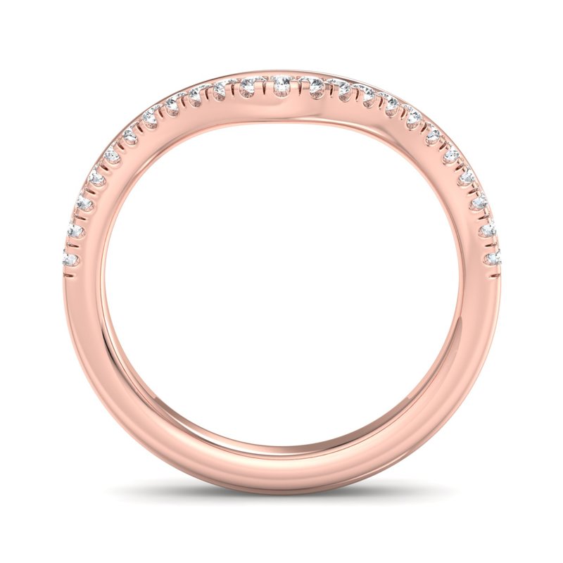 Rose Gold Contoured Plain & Lab Grown Diamond Comfort Fit Band (1/6ctw)