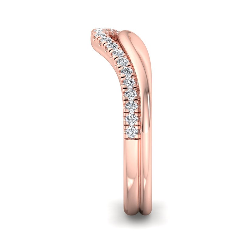 Rose Gold Contoured Plain & Lab Grown Diamond Comfort Fit Band (1/6ctw)