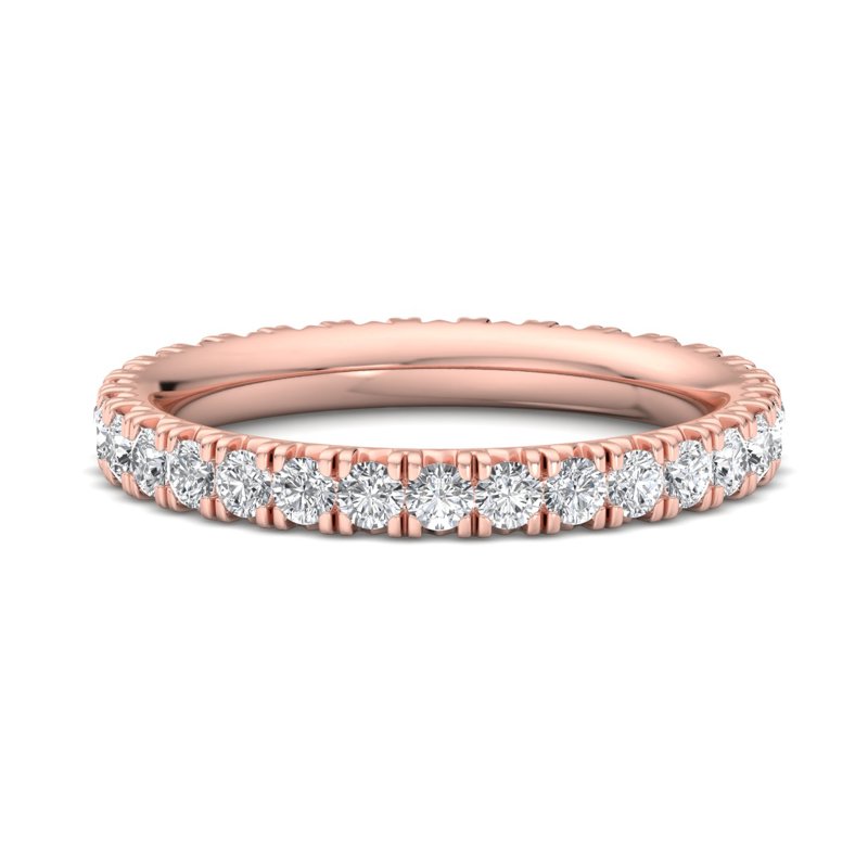 Rose Gold Comfort Fit French Pave Set Lab Grown Diamond Eternity (1ctw)