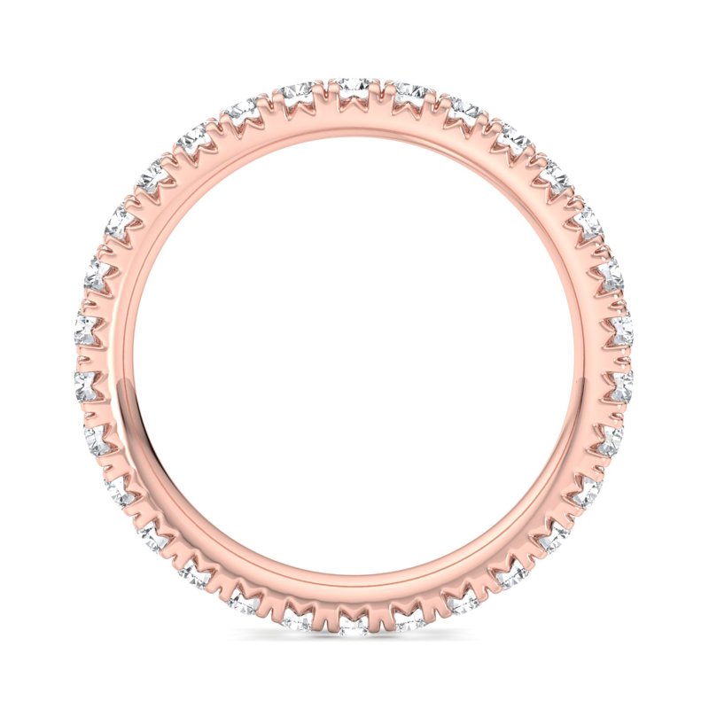 Rose Gold Comfort Fit French Pave Set Lab Grown Diamond Eternity (1ctw)