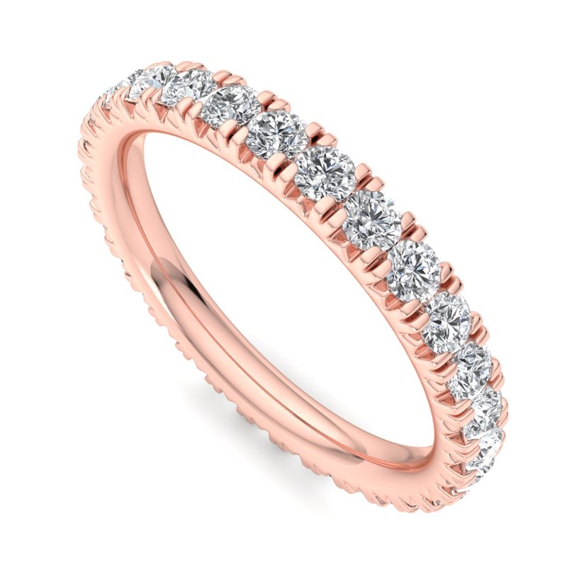 Rose Gold Comfort Fit French Pave Set Lab Grown Diamond Eternity (1ctw)