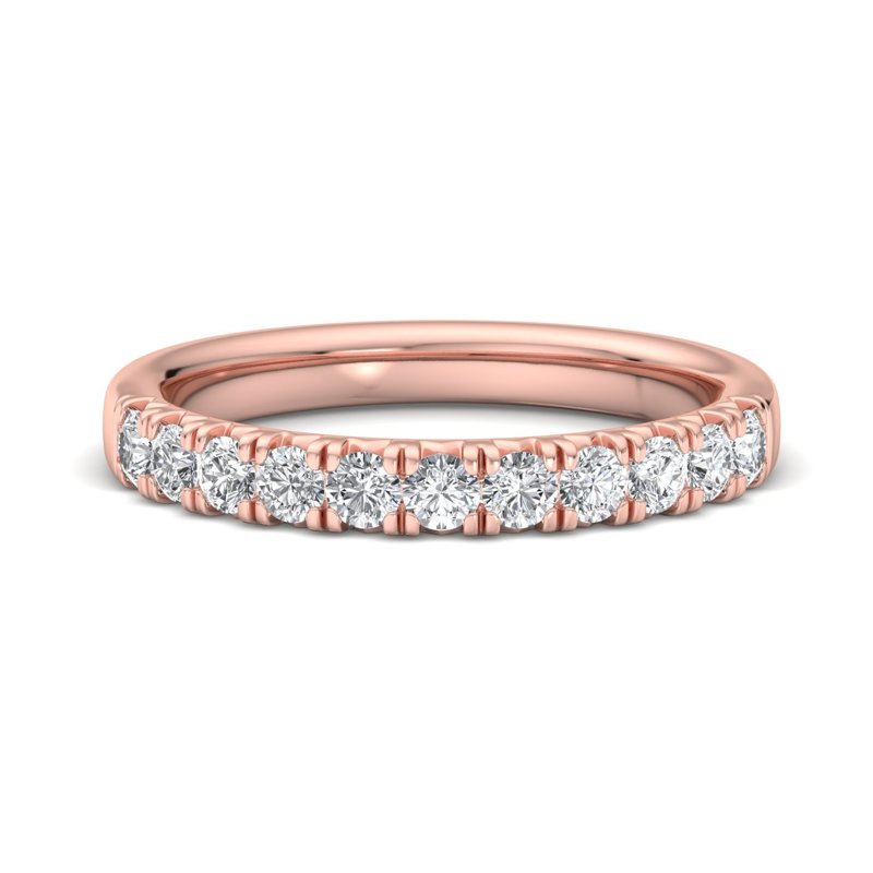 Rose Gold Comfort Fit French Pave Set Lab Grown Diamond Band (1/2ctw)