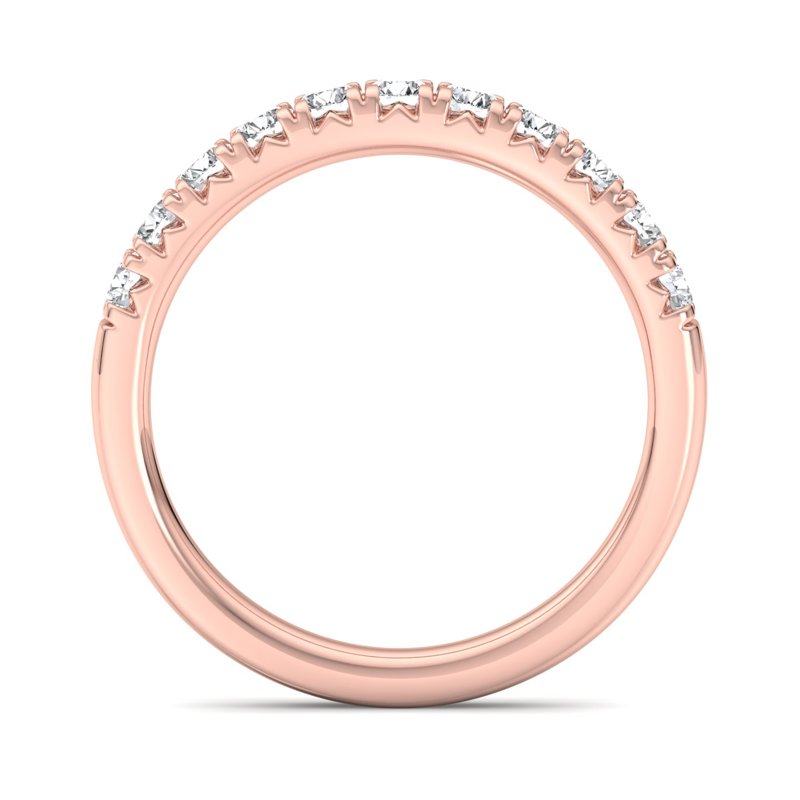 Rose Gold Comfort Fit French Pave Set Lab Grown Diamond Band (1/2ctw)