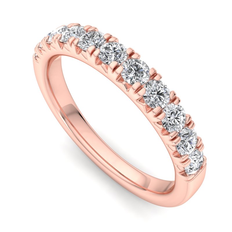 Rose Gold Comfort Fit French Pave Set Lab Grown Diamond Band (1/2ctw)