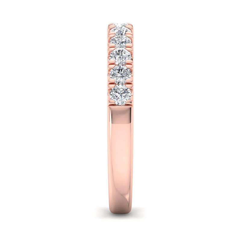 Rose Gold Comfort Fit French Pave Set Lab Grown Diamond Band (1/2ctw)