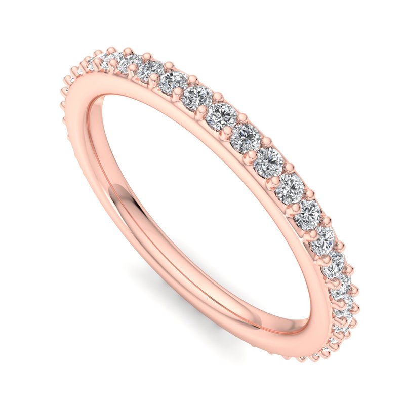 Rose Gold Comfort Fit Shared Surface Shared Prong Lab Grown Diamond Eternity (1/2ctw)