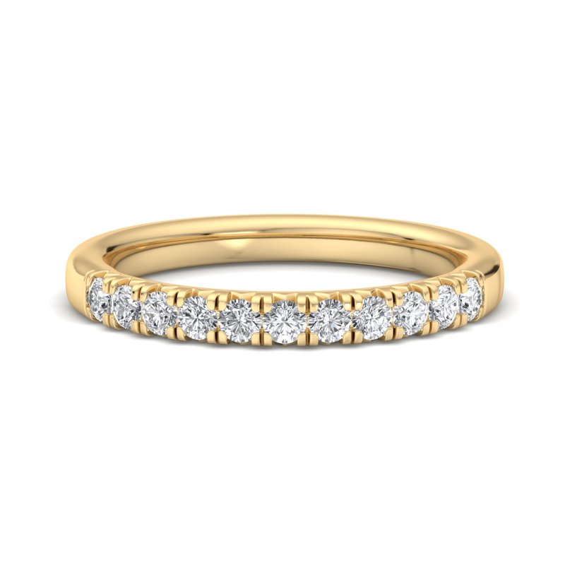 Yellow Gold Comfort Fit French Pave Set Lab Grown Diamond Band (1/3ctw)