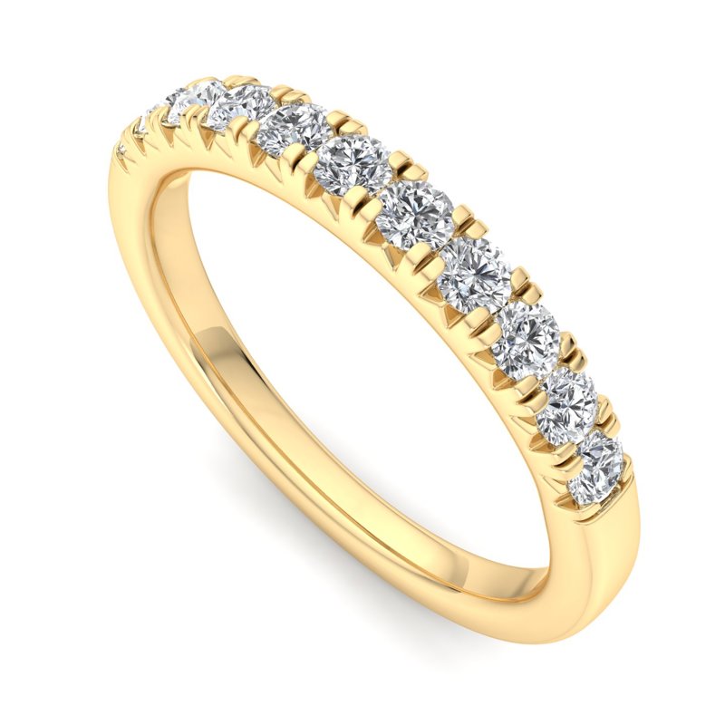 Yellow Gold Comfort Fit French Pave Set Lab Grown Diamond Band (1/3ctw)