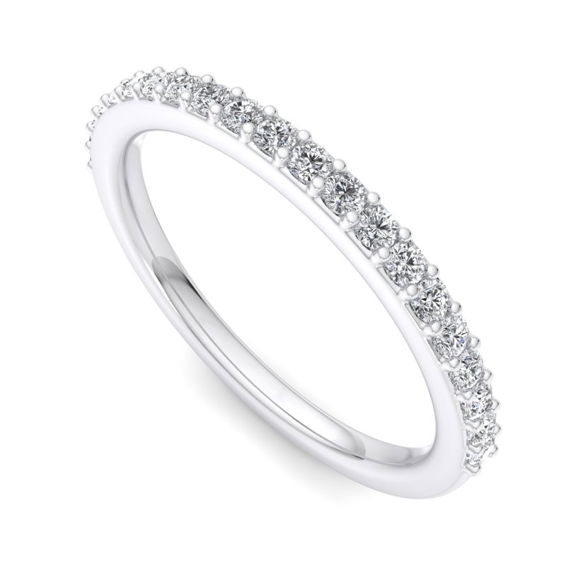 White Gold Comfort Fit Shared Surface Shared Prong Lab Grown Diamond Band (1/5ctw)