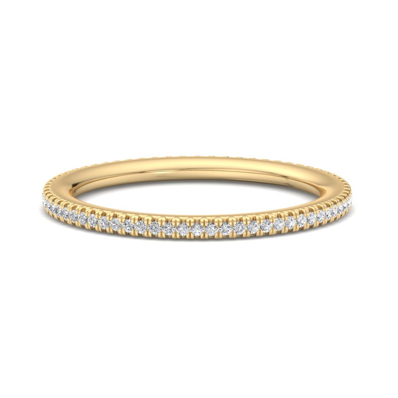 Yellow Gold Comfort Fit French Pave Set Lab Grown Diamond Eternity (1/5ctw)