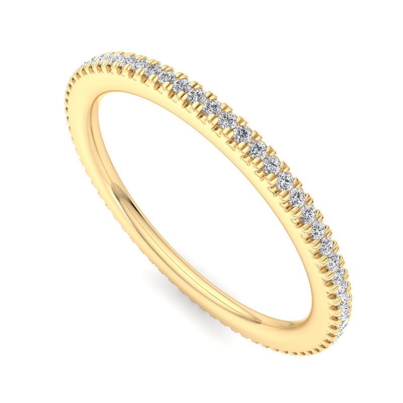 Yellow Gold Comfort Fit French Pave Set Lab Grown Diamond Eternity (1/5ctw)
