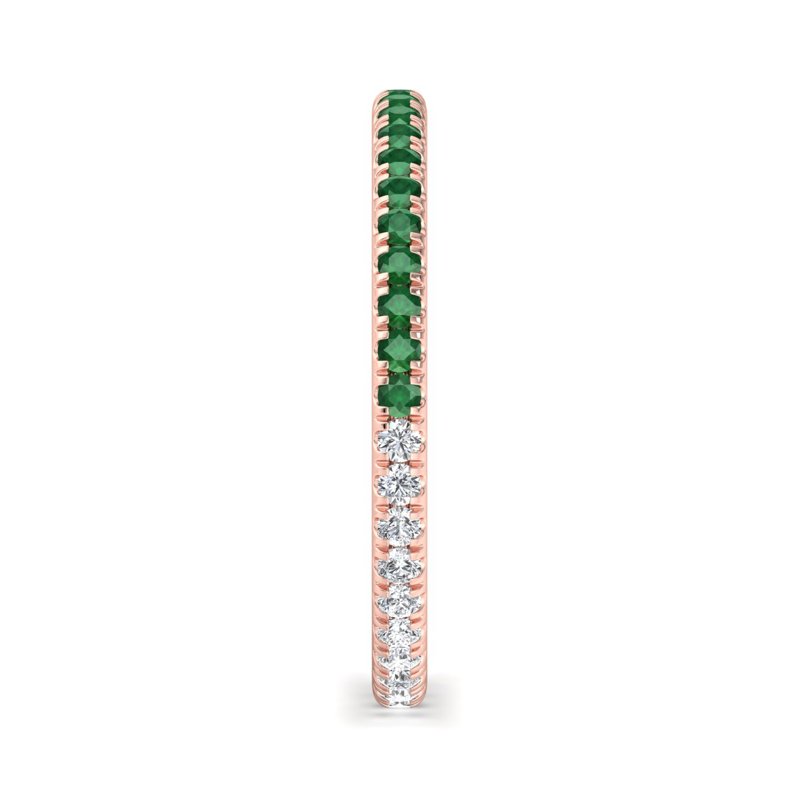 Rose Gold Comfort Fit Mirage Emerald & Lab Grown Diamond Band With Lab Created Emeralds (1/5ctw)