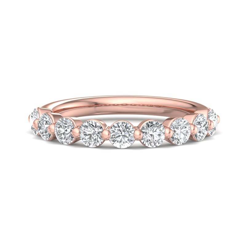 Rose Gold Comfort Fit Floating Singled Shared Prong Lab Grown Diamond Band (1ctw)