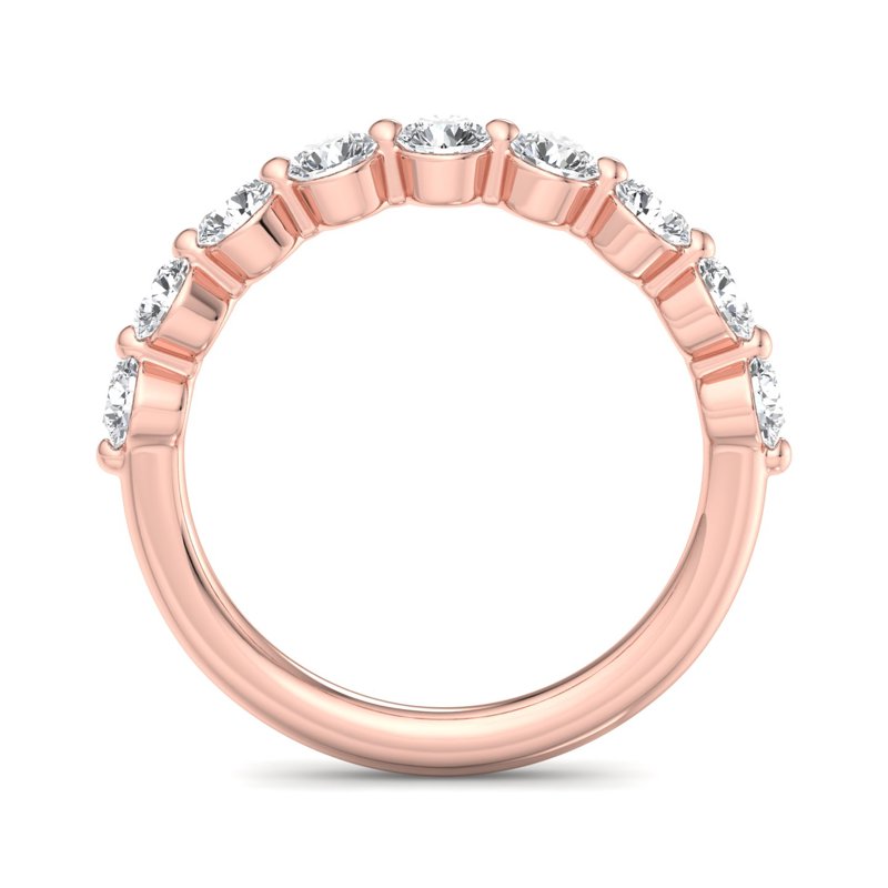Rose Gold Comfort Fit Floating Singled Shared Prong Lab Grown Diamond Band (1ctw)