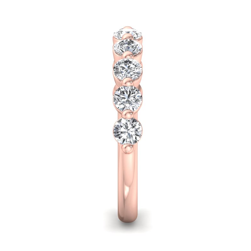 Rose Gold Comfort Fit Floating Singled Shared Prong Lab Grown Diamond Band (1ctw)
