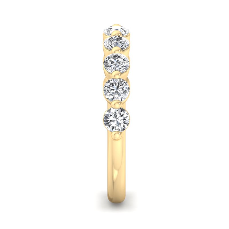 Yellow Gold Comfort Fit Floating Singled Shared Prong Lab Grown Diamond Band (1ctw)