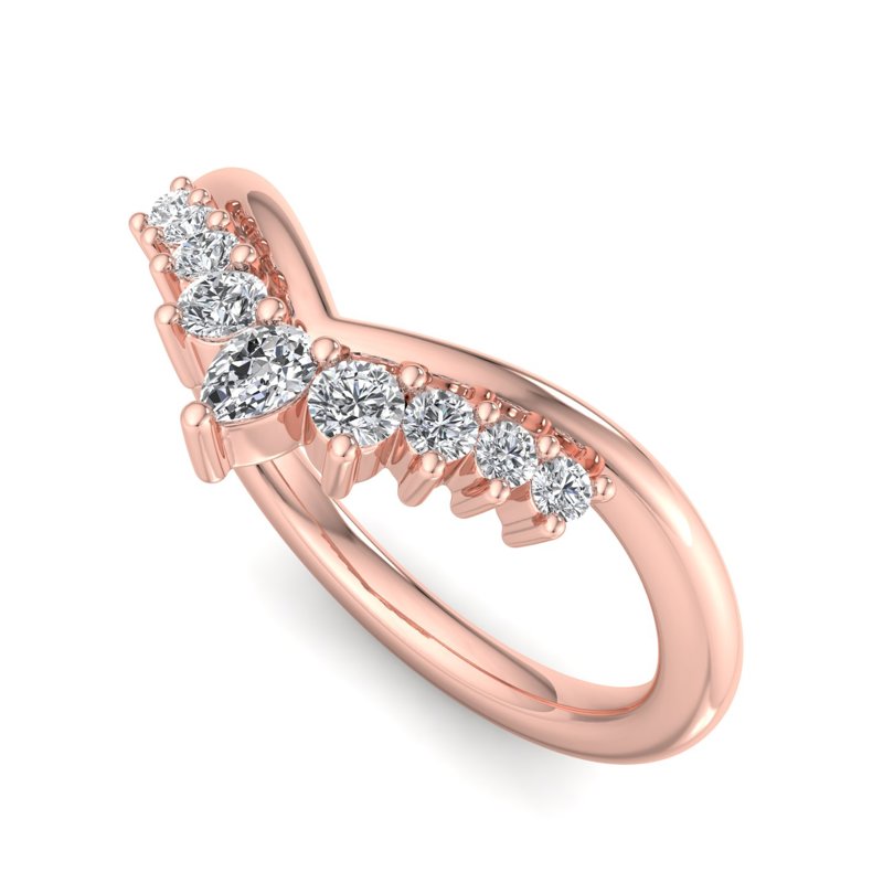 Rose Gold Abigail Curved Lab Grown Diamond Band