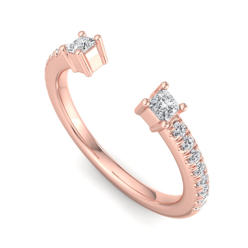 Rose Gold Clara Luxe Princess Open Lab Grown Diamond Band