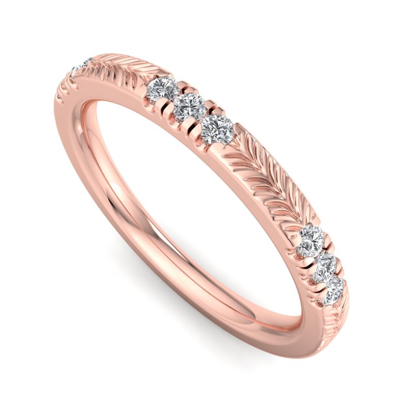 Rose Gold Mabel Hand Engraved Lab Grown Diamond Band