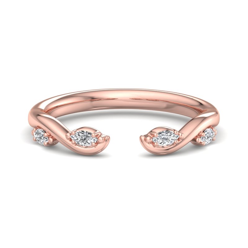 Rose Gold Twisted Vine Open Ring Lab Grown Diamond Band