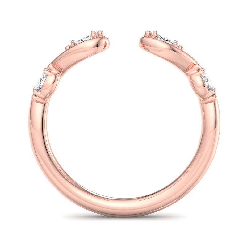 Rose Gold Twisted Vine Open Ring Lab Grown Diamond Band
